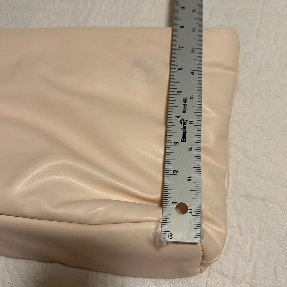 Patrick Ta Major Glow Makeup Bag Peach Vegan Leather Padded Oversized Pouch